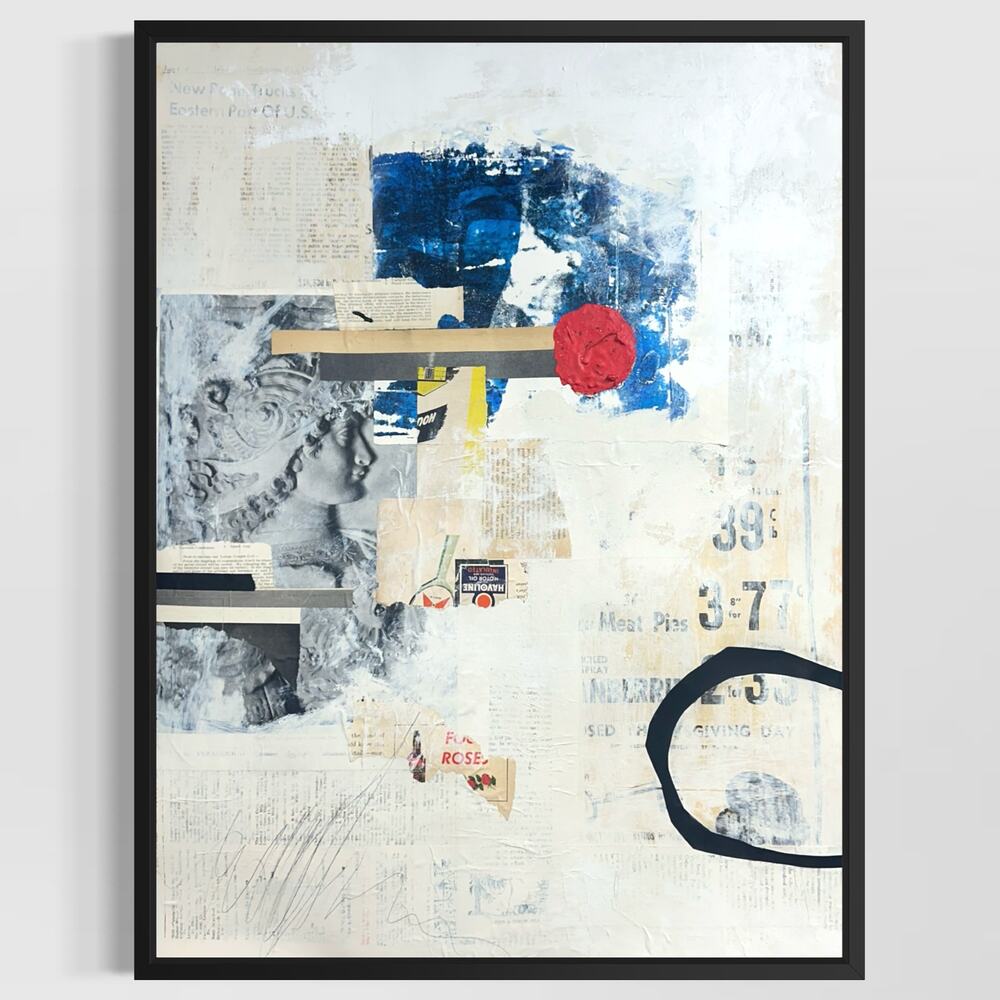 Original Mixed Media Modern Art Colllage Painting 18x24 "Callant" Signed